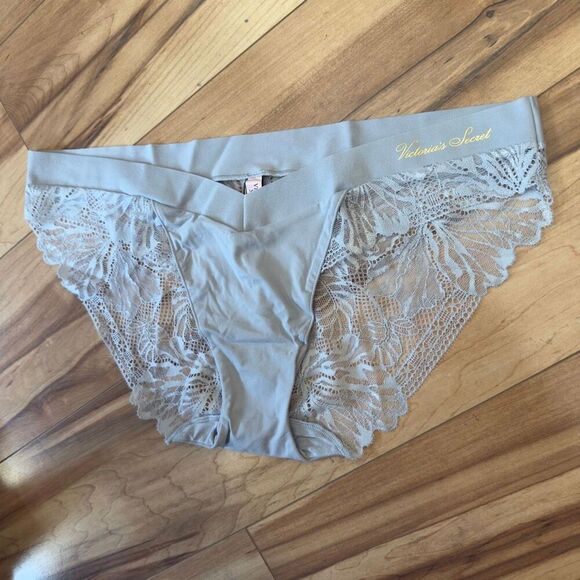NWT (XL) Victoria’s Secret Luxe Bikini Panty - Light Blue with Sheer Lace Back - Picture 6 of 11